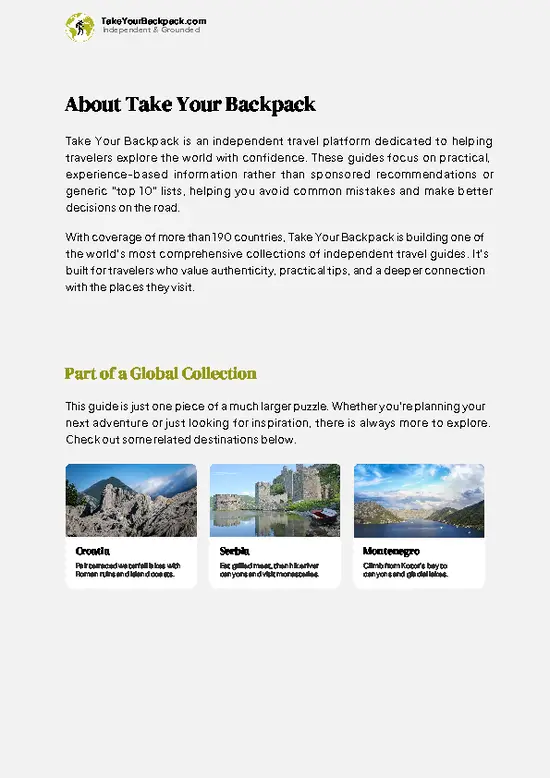 example page 1 from our offline Travel Guide for Bosnia and Herzegovina